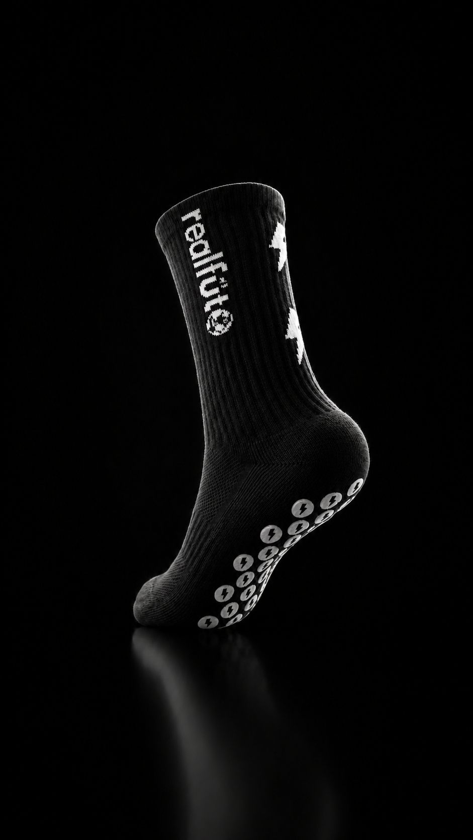 Calcetines antideslizantes de fútbol negros de Realfút con suela de grip